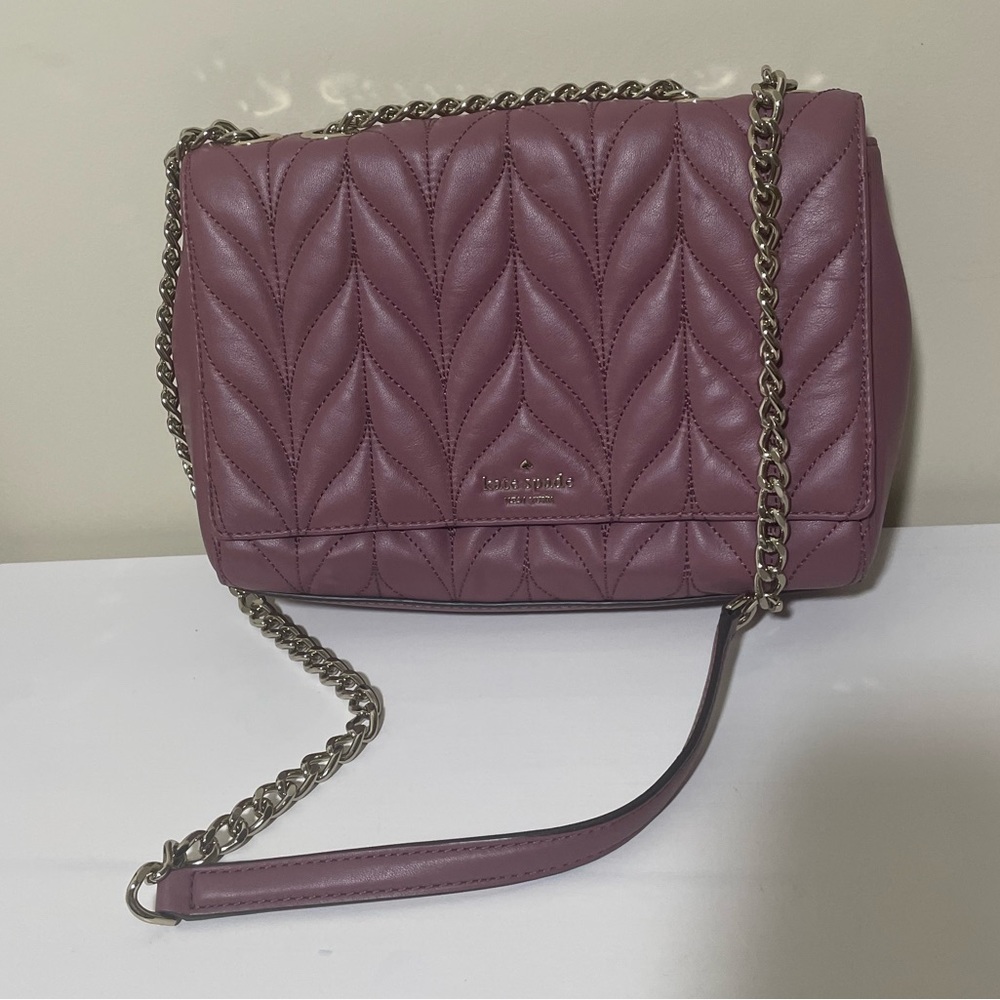 Kate Spade Quilted Burgundy Handbag Gold Chain